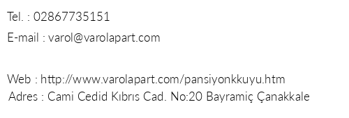 Varol Apart Pansiyon Kkkuyu telefon numaralar, faks, e-mail, posta adresi ve iletiim bilgileri